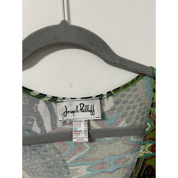 Joseph Ribkoff Artsy Dress Laganenloook Vintage Colorful Print Patchwork Size 12 - Picture 3 of 8